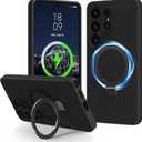 for Galaxy S26 Ultra Case with Stand, Slim Liquid Silicone Phone Cases for Samsung Galaxy S26 Ultra Compatible with MagSafe Magnetic Ring Kickstand Case Full Camera Protection, Black