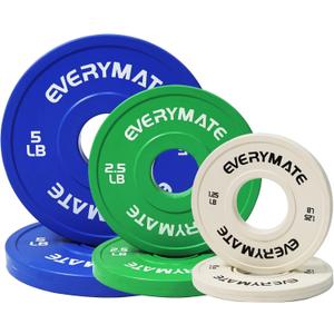 EVERYMATE Change Weight Plates 1.25LB 2.5LB 5LB Set Fractional Plate Olympic Bumper Plates for Cross Training Bumper Weight Plates Steel Insert Strength Training Weight Plates