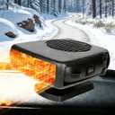 Car Heater Defogger Fan, Portable 12V 200W, 30 Second Fast Heating, 2 in 1 Automobile Windscreen Demister, 3-Outlet Plug in Cig Lighter, Black