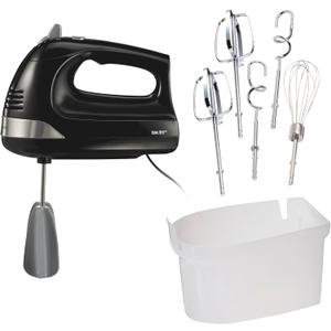 Hamilton Beach 6-Speed Electric Hand Mixer with Whisk, Dough Hooks and Easy Clean Beaters, Powerful 275 Watt Motor, Snap-On Storage Case, Black