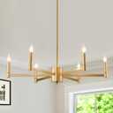 ASGYISA 6-Light Gold Candle Chandeliers Modern Farmhouse Ceiling Light Fixture Industrial Lighting for Dining Room Living Room Bedroom Kitchen Island Foyer, 35.43 inches