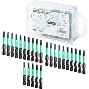 2 x 
GRENPRO Security Bit Set 25pcs Impact Drive Bits, CNC Machined 2" Torx & Hex-Shank S2 Steel Screwdriver Star Bits with Storage Box, Tamper Proof T20 Magnetic Torque