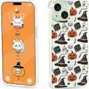 2 x YESPURE for iPhone 15 Halloween Case Clear Soft Phone Case for iPhone 15 Hallowee Designed Cute Pumpkin Pattern Cover for Kids Girls Boys Flexible TPU Shockproof Case for iPhone 15