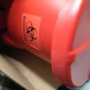 Eagle 14 Gallon Biohazard Trash Can with Foot-Operated Self-Closing Lid, 22" x 18" x 21", Made in The USA from High-Density Polyethylene, Red, 947BIO