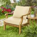 Outdoor Cushions for Patio Furniture, Waterproof Fade and Tear Resistant Deep Seat and Backrest Cushion Set for Chair Couch Swing, 22x22 Inch, Beige, 1 Set