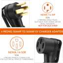 Tellegloww 25FT NEMA 14-30P to 14-50R EV Charger Adapter Cord 30 Amp 4 Prong Dryer to 50 Amp EV for Level 2 Charging, Only for 4 Prong New Dryer Outlet, STW 10 AWG/4C, ETL Listed