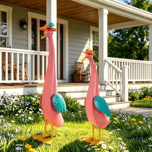 22" Duck Garden Statue Set of 2 Metal Ducks, Large