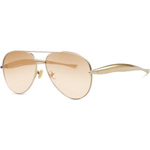 Retro Gold Aviator Sunglasses for Women Men Trendy Oversized Fashion Metal Frame Oval Designer Inspired Dupe Shades