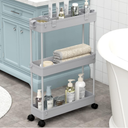 SPACELEAD Slim Storage Cart 3 Tier,Bathroom Organizer Rolling Utility,Mobile Shelving Unit Slide Out for Office, Kitchen, Laundry Room & Narrow Places,Gray