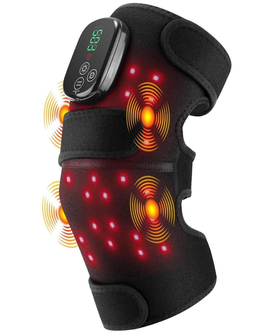 BestYiJo Heated Knee Massager 42 Red LED Bulbs (660nm and 850nm), 4 Vibration Areas, Rechargeable Wireless Controller for Knee Relax for Seniors or as a Gift