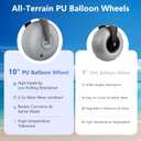 51" Beach Wagon with 10" PU Balloon Wheel,440LBS Beach Cart with Rear Tailgate, Foldable Wagon for Sand, Grass and Gravel,Black (Pump Included)
