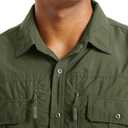 MAGCOMSEN Men's UPF 50+ Sun Protection Shirts, Button Down Long Sleeve Shirt for Hiking, Fishing, Safari Army Green, Large