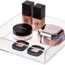 iDesign Decorative Countertop Vanity Tray Organizer for Bathroom, Bedroom, Closet, Entryway, The Clarity Collection  8" x 8" x 2", Clear