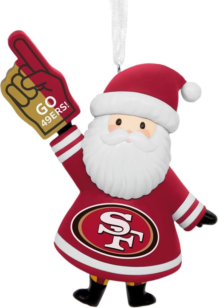 Hallmark NFL San Francisco 49ers Santa Fan Christmas Ornament, Gifts for Sports Fans
