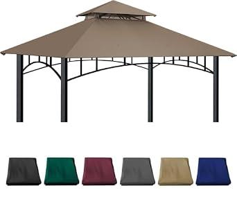Gazebo Replacement Canopy 10x10 Ft Compatible with Madaga Target Gazebo Frame Model L-GZ136PST, L-GZ136PST-2/ 7/ 9， (Khaki)