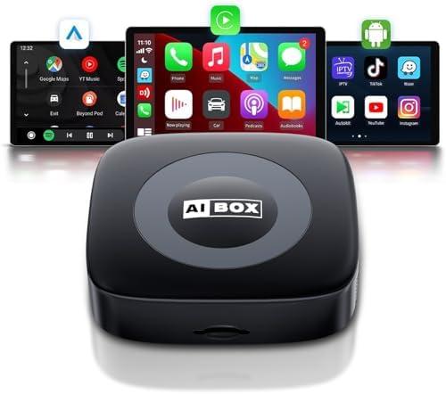 WhyBox Wireless Carplay Adapter with Net/Flix/YouTube Ai Box for iPhone & Android Auto Supports TF Card Plug & Play Car Play Video Entertainment Box Fits for OEM Wired CarPlay Cars