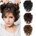 Women Short Human Hair Topper Clip in Top Hairpiece Curly Weave Closure Natural Replacement Hair Piece Wiglet Hairpiece for Thinning Hair 13x14cm Dark Brown 10"