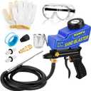 NANPU Light-Duty Air Sandblaster Gun Kit with Siphon & Gravity Feed, Ceramic Nozzle, Metal Body, for Small Project Surface Prep, Paint & Rust Removal, Metal/Wood/Glass Etching, Requires Air Compressor