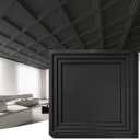 Art3d 12-Pack 2424 Inch PVC Waterproof Drop Ceiling Tiles for Home Dcor - 2x2 ft 3D Modern Ceiling Panel for Suspended Grid, Black, 24"x24"