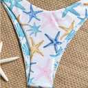 SHENHE Women's 2 Piece Swimsuits Starfish Decor Halter Triangle High Cut Bikini Set (M)