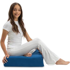 Milliard Memory Foam Floor Pillow, 22" Decorative Square Floor Cushion with Soft Washable Velour Ribbed Cover (Navy)