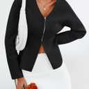 Saodimallsu Womens V Neck Sweater Blazer Peplum Long Sleeve Knit Open Front Split Cardigan Sweaters (Medium, Black)
