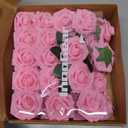 InnoGear Artificial Flowers, 50 Pcs Pink Foam Fake Roses Bulk with Stems for Decoration DIY Wedding Bouquets Centerpieces Bridal Shower Party Valentines Christmas Tree