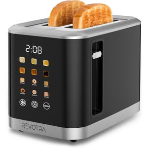 2 Slice Toaster Stainless Steel with LED Display, Extra Wide Slots, 6 Shade Settings, Defrost/Reheat/Cancel, Removable Crumb Tray  Compact Toaster for Bagels & Waffles (2 piece smart model)