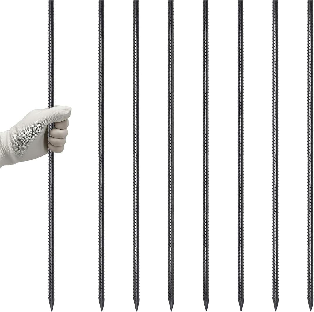 VVOKGO Straight Rebar Stakes 36 Inch Ground Concrete Form Stakes Heavy Duty
3/8 Inch Thickness Metal Steel Spikes, Chisel Point End Anchors for Plant Support, Garden Border, Landscape Edging 8-Pack