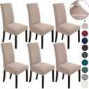 NORTHERN BROTHERS Dining Room Chair Covers Set of 6, Removable Washable Chair Covers for Dining Chairs Stretch Parson Chair Slipcover, Khaki