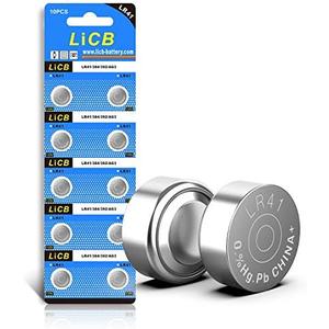 LiCB 10 Pack LR41 AG3 392 384 Battery,Long-Lasting & Leak-Proof,High Capacity 1.5V LR41 Coin & Button Cell Batteries for Digital Thermometer Ornament Hearing Aid Led Watch