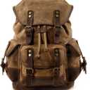 FANDARE Vintage Backpack for Women & Men 15.6 Inch Laptop Backpack Large Capacity Canvas College Bookbag Travel Hiking Work Commuter Daypack Khaki