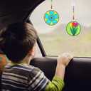 Winlyn 24 Set Spring Flower Suncatchers Ornaments Decorations DIY Window Paint Art Kit for Kids Classroom Activities Party Favors