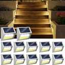 JSOT 12 Pack Solar Lights Outdoor Waterproof for Stairs - Solar Deck Lights Stainless Steel Step Fence Patio Post Wall Lamp for Garden Pathway Walkway LED Decor Light(Warm Light)