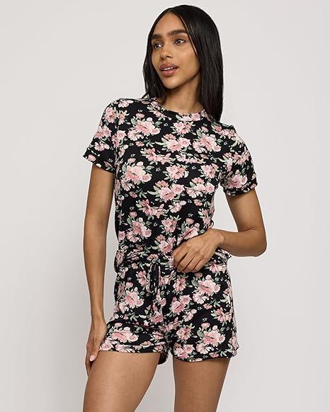 Real Essentials Women’s Short Sleeve Pajama Short Set - Comfy Lightweight Soft Lounge Sleepwear, Size: 2XL