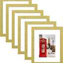 PEALSN 8x10 Picture Frame Set of 6, Display Pictures 5x7 with Mat or 8x10 Without Mat for Wall Mounting or Table Top Display, Photo Frames Collage for Wall Decor, Gold