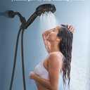 High Pressure Shower head with Handheld 7 Modes, Built-in Power Wash to Clear Tub. Tile & Pets, 5 High Flow Hand Held Hydro Rain Showerhead with Stainless Steel Hose and Adjustable Bracket-Matt Black
