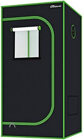 Groworld 24''x24''x48'' Greenhouse Grow Tent with High Reflective 600D Mylar, Observation Windows and Removable Floor Tray for Indoor Plant Growing