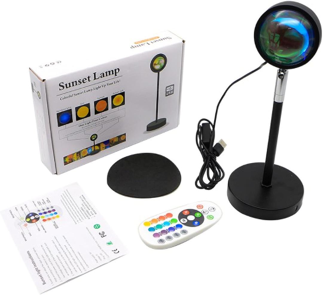 khosh ONE Sunset Lamp,Sunset Rainbow Projection lamp,Sunset Night Light Rainbow Projector 360°, 16 Color Changing 4 Modes, Romantic Visual Ambient for Room, Vlog, Photography, Decorative