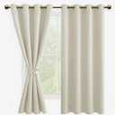 DWCN Blackout Curtains for Bedroom with Tiebacks - Room Darkening Privacy Grommet Top Window Curtains for Living Room, 52 x 63 inch Length, Ivory, Set of 2 Panels