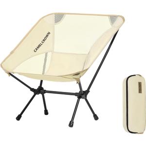 CAMEL CROWN Portable Camping Chair Lightweight Compact Folding Chair Mesh for Outdoor Camp Travel Beach Picnic Festival Hiking Backpacking White (Netting)