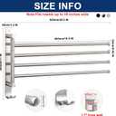 NearMoon Swivel Towel Rack, 19.5" Thicken 304 Stainless Steel 4-Arm Towel Bar, Space Saving Wall Mounted Towel Holder with Hook, Rustproof Swing Out Towel Hanger for Bathroom, Kitchen (Brushed Nickel)