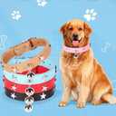 Leather Dog Collar with Bell and Star Studs, Dog Collars for Small Medium Large Dogs Collar for Female Male Dogs (XS: 7 1/2 - 10 1/2 in, Blue)