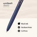 2 x uni-ball Zento Gel Ink Rollerball Pens, 4 Black Medium Point Smooth Writing Pens, Colored Japanese Pens, Muted Colors