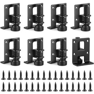 Kifmurase 8 Packs Adjustable Leveling Feet for Furniture, 2.2" L Shaped Furniture Levelers Legs, Heavy Duty Mounting Brackets Metal Leveling Feet for Workbench Cabinet Wardrobe, Black