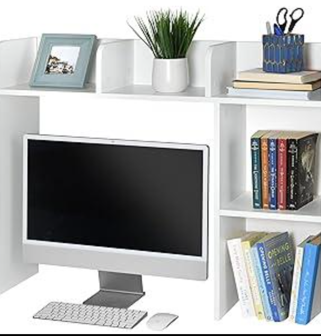 GlossyEnd Sturdy and Elegant Wood Dorm Desk Bookshelf Organizer, Office Desk Bookshelf Holder, Desktop Bookshelf Storage, Desk Book Organizer, Collage Dorm Desk Bookshelf, White