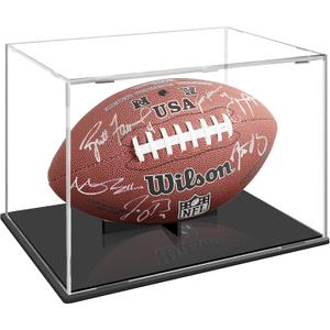 Football Display Case, Clear Acrylic Football Display Cases, Dust and UV Protection Acrylic Display Box with Removable Football Stand for Signed Football Sports Collectibles Memorabilia Display