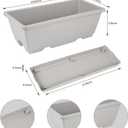 8pcs Window Box Planter, 17 Inches Flower Window Boxes, Rectangle Planters Box with Drainage Holes and Trays, Plastic Vegetable Planters for Windowsill Patio Garden Home Decor Porch Yard (Grey)