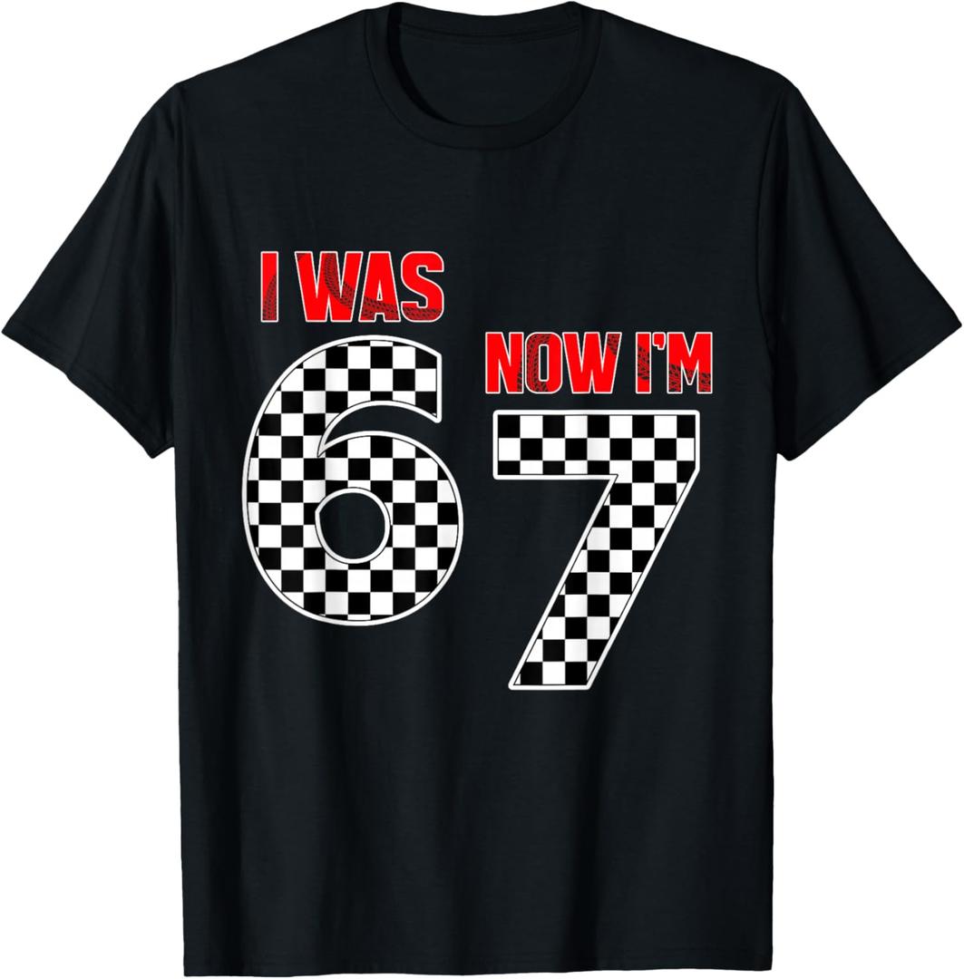 Kids I was 6 Now I'm 7 Year Old 7th Birthday Boy Racing Car T-Shirt, Small