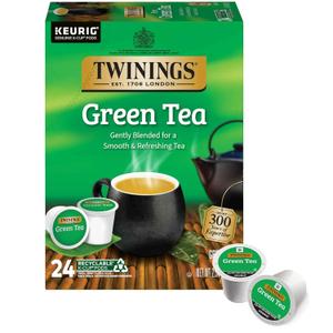 Twinings Green Tea K-Cup Pods for Keurig, 24 Count (Pack of 1), Smooth Flavour, Enticing Aroma, Caffeinated, Enjoy Hot or Iced (EXP 04/21/28)